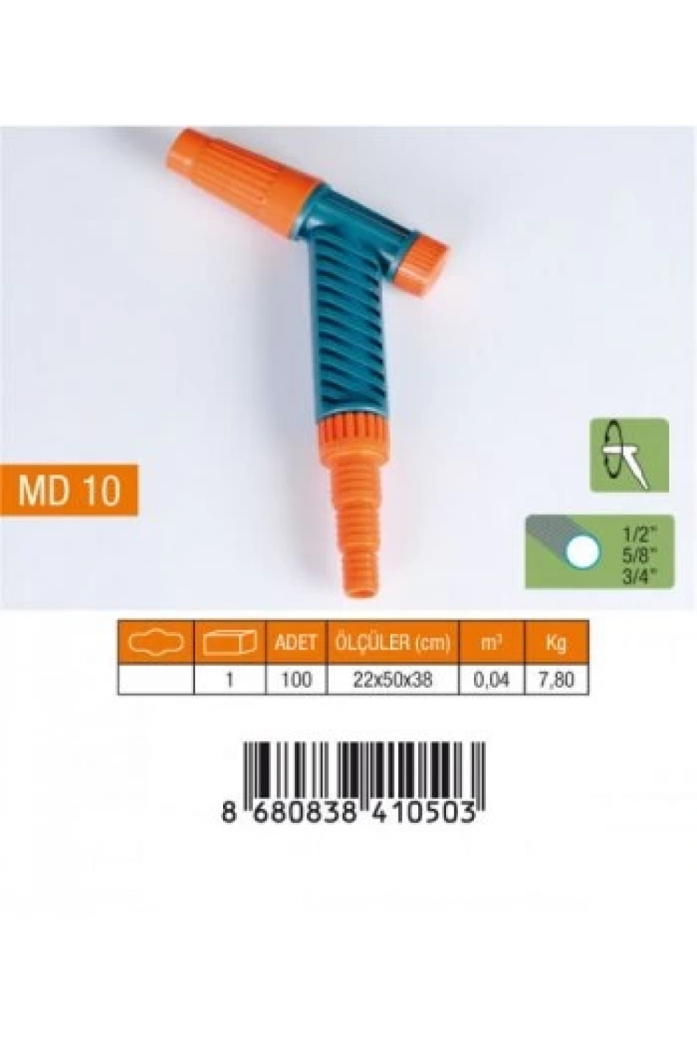 Medalyan Md-10 ( Normal ) Ayarlı Lans Sulama Tabancası ( 1/2- 5/8- 3/4 Rekor )*10x10
