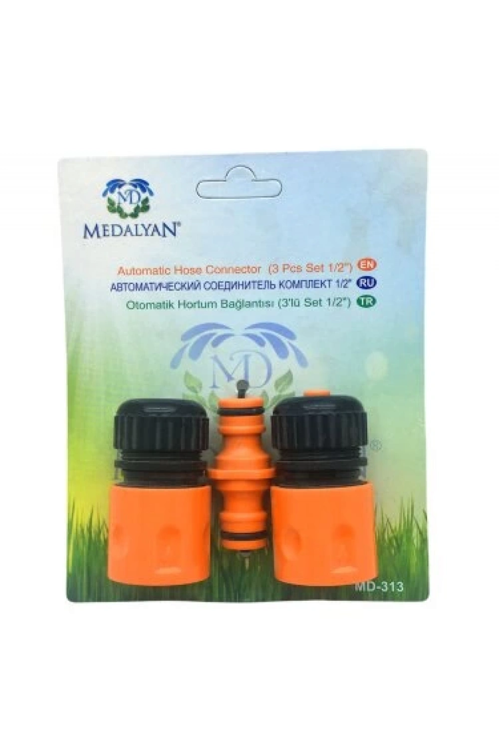 Medalyan Md-313 ( 3 Lü Set ) ( 1/2 ) Lüx Otomatik Hortum Eki Bağlantısı*20x6