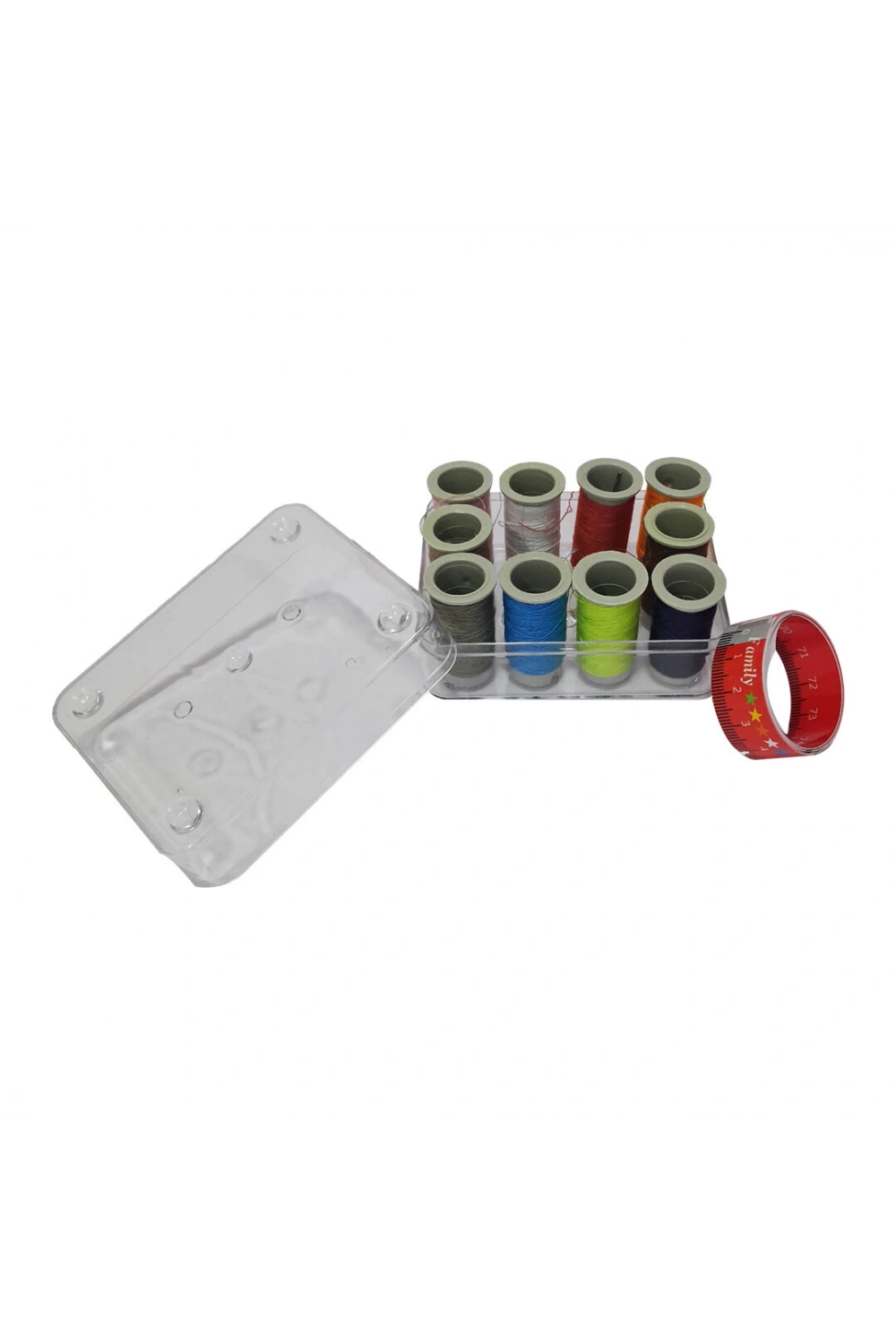 Mega Family Quality (kare Set & 10 Renk) Polyester (dikiş İplik Makara) Mezuralı İğneli*10x18