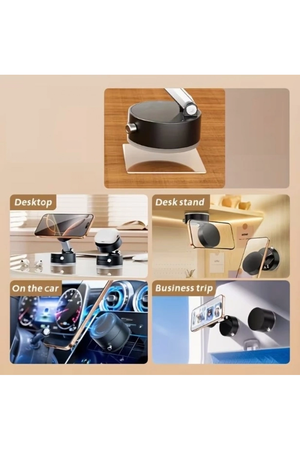 Mıknatıslı Katlanabilir Telefon Tutucu - Torpido ve Cam Uyumlu