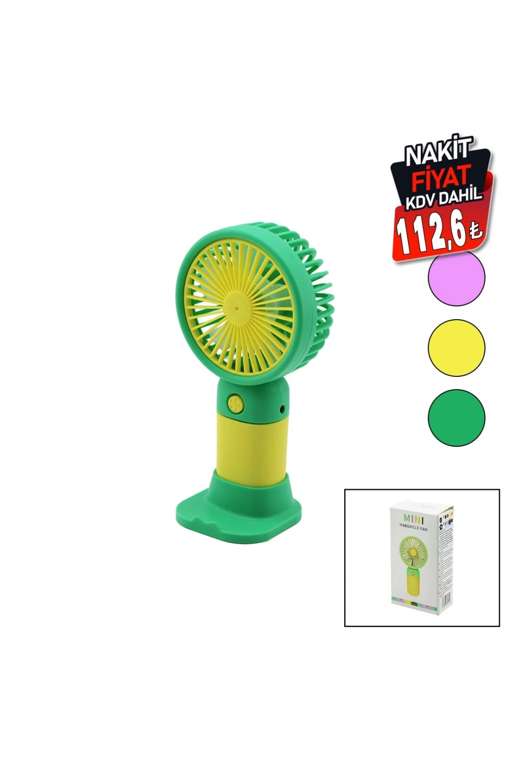 Mını Handheld (usb Şarj) Mini El Fanı (çap:7.7cm & Y:15cm) (sabit Başlık) (telefonluklu M.üstü Ayak)(brkt-726492-726539)*240