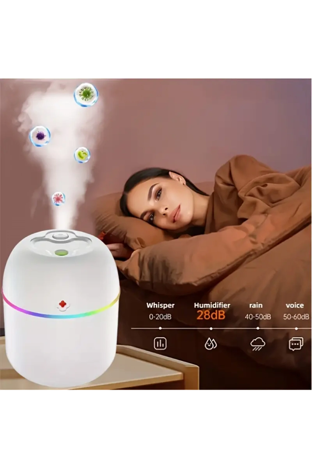 Mini Hava Nemlendirici 3in1 H2o Humidifier220ml