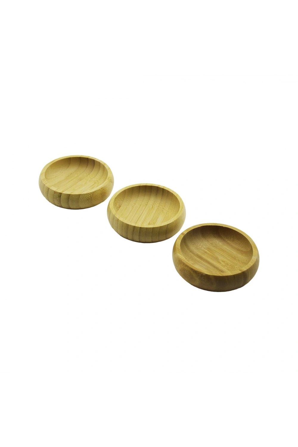 Mir No-1576 ( 3pcs ) ( Mini & Çap: 9cm ) ( Yuvarlak ) Ahşap Bambu Çerezlik & Lokumluk ( Fileli Ambalaj )*80
