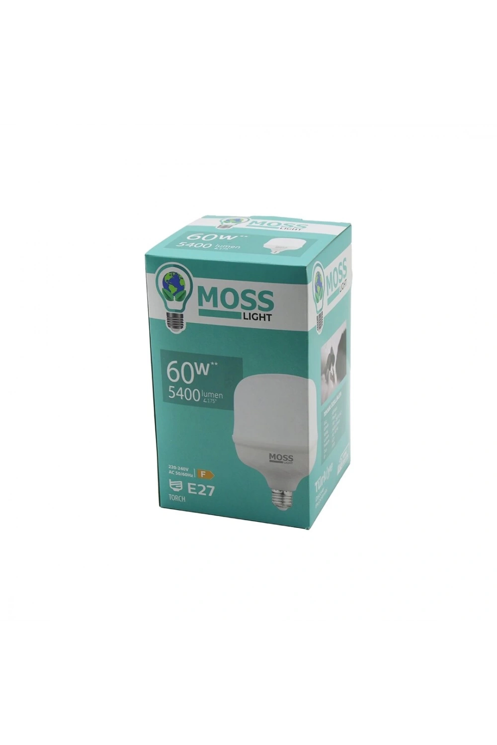 Moss Lıght ( 60w ) ( Torch ) Led Ampul Plastik (e27) (5400lumen L175°) (50.000 Saat Ömür) (ıp20) (185-265v (ac) )*24
