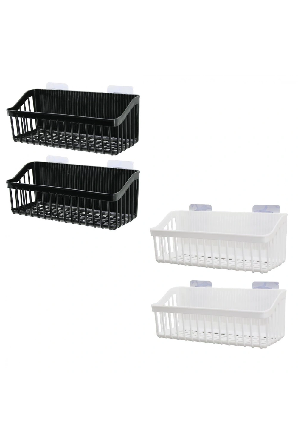 Mr-1482 ( 2pcs ) Banyo & Mutfak Organizeri Plastik ( Yapışkan Askılıklı & Siyah-beyaz) (7x10x26cm)*20=k