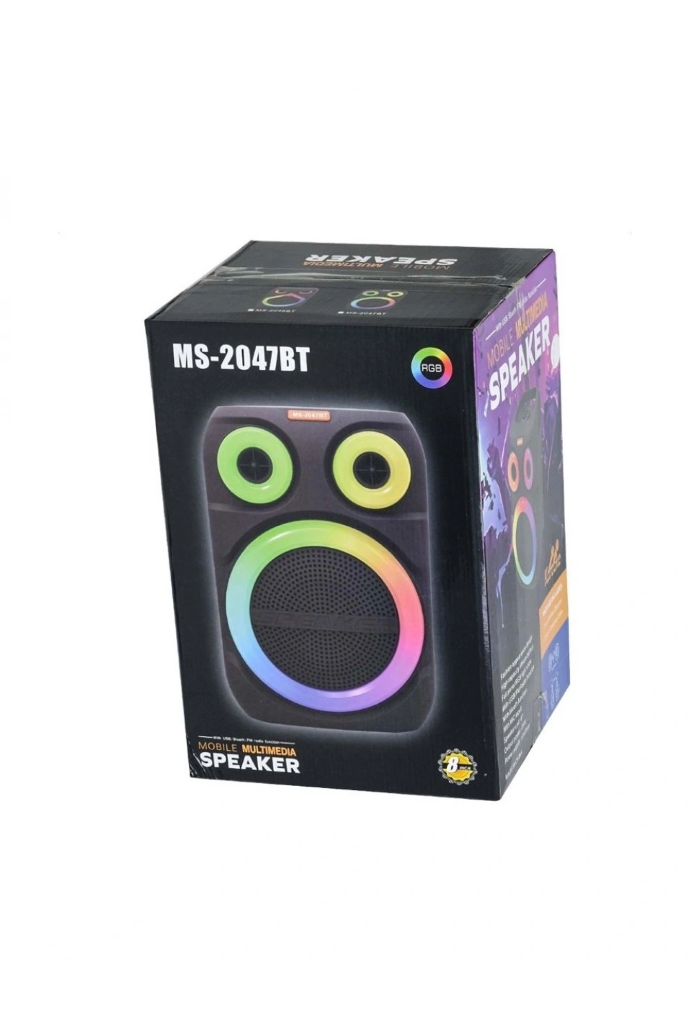 MS Bluetooth ve USB Girişli 8 inch Şarjlı Işıklı Müzik Sistemi MS-2047 BT