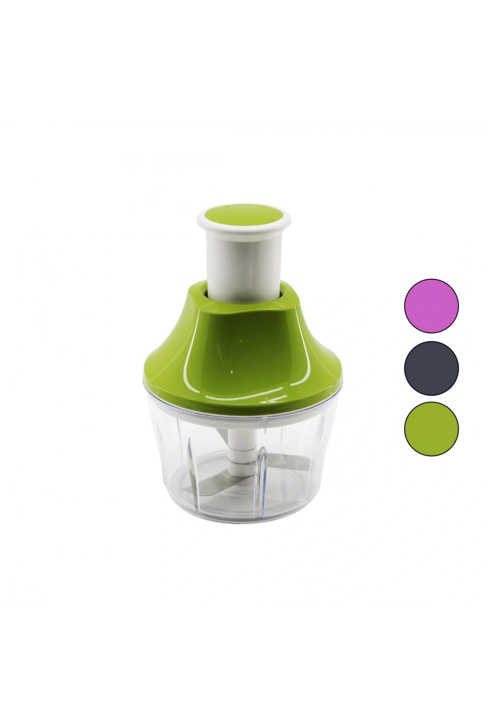 Mugiss M-2 (basmalı) Dinamik Manuel El Rondosu Doğrayıcı (şeffaf Mika Kristal Hazne 700ml & Renkli Kapak)*12=k
