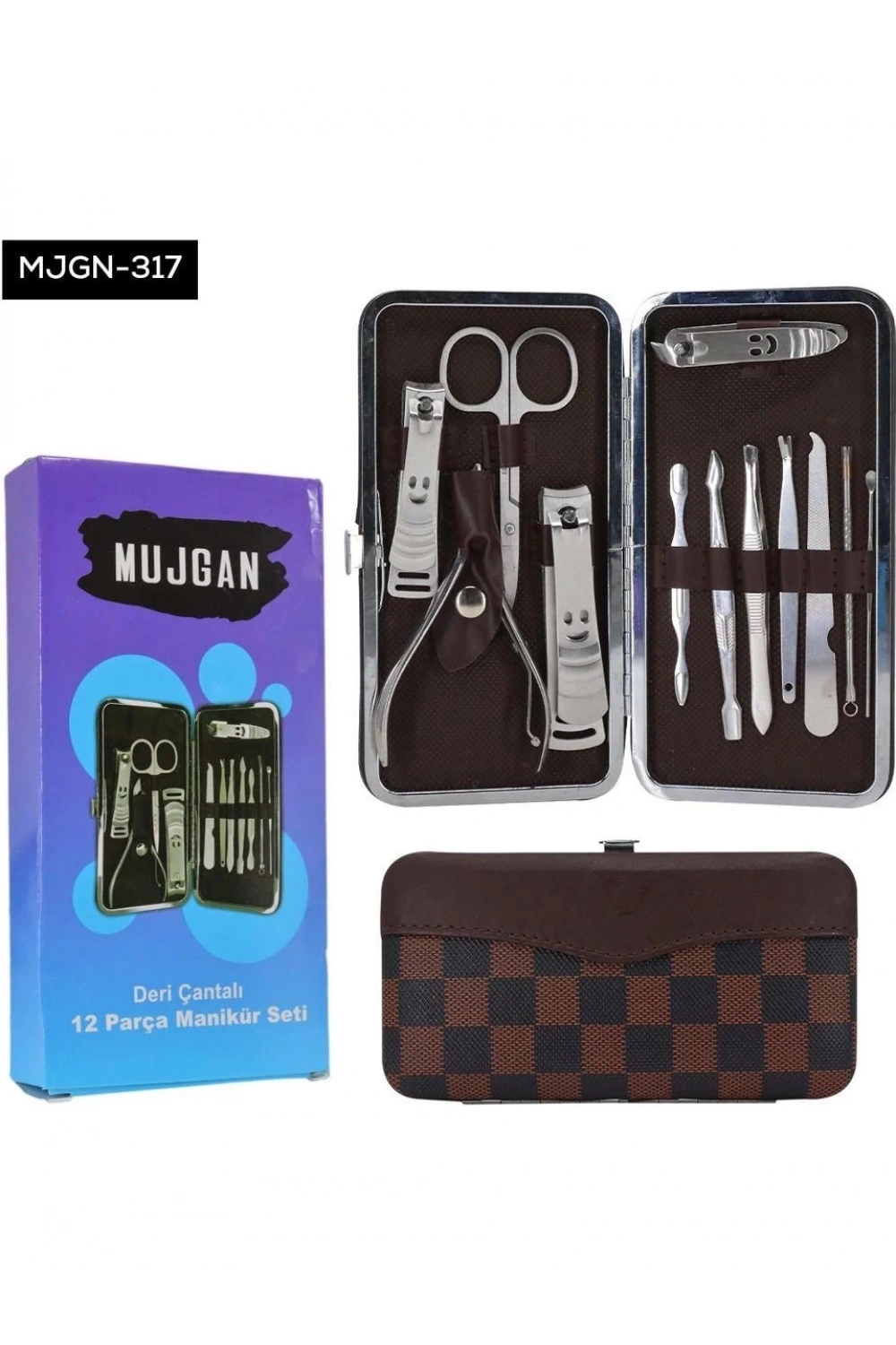 Mujgan Tırnak Makası Tırnak Bakım Seti Deri Çantalı 12 Parça Set