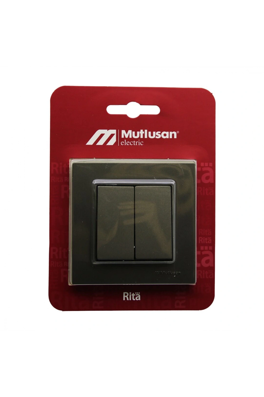 Mutlusan Rita-2220 402 0286( B ) ( Blisterli & Kartlı ) ( Antrasit & Komütatör & 2li Anahtar Priz ) Vidalı Çerçeveli*12x1