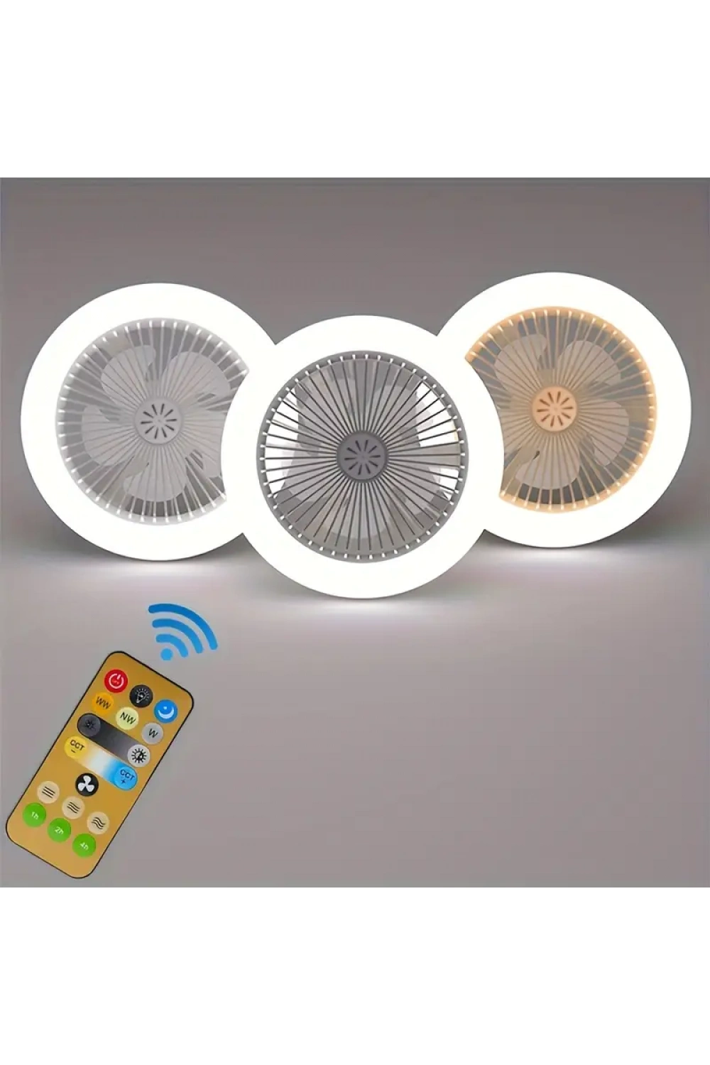 Neno ( Pervaneli ) (3 Renk Ledli) (kumandalı & Vantilatör) Lamba Ampul ( Oynar Başlı Duy ) (çap:15cm) ( 6500lumen & 3200k )*24