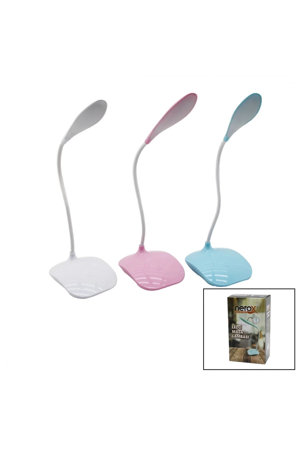 Nerox Nrx-0873 (2ın1=şarjlı & Pilli) (18ledli) Masa Lambası (oynar Baş &dokunmatik Aç Kapa & 3 Kademe Işık)*72