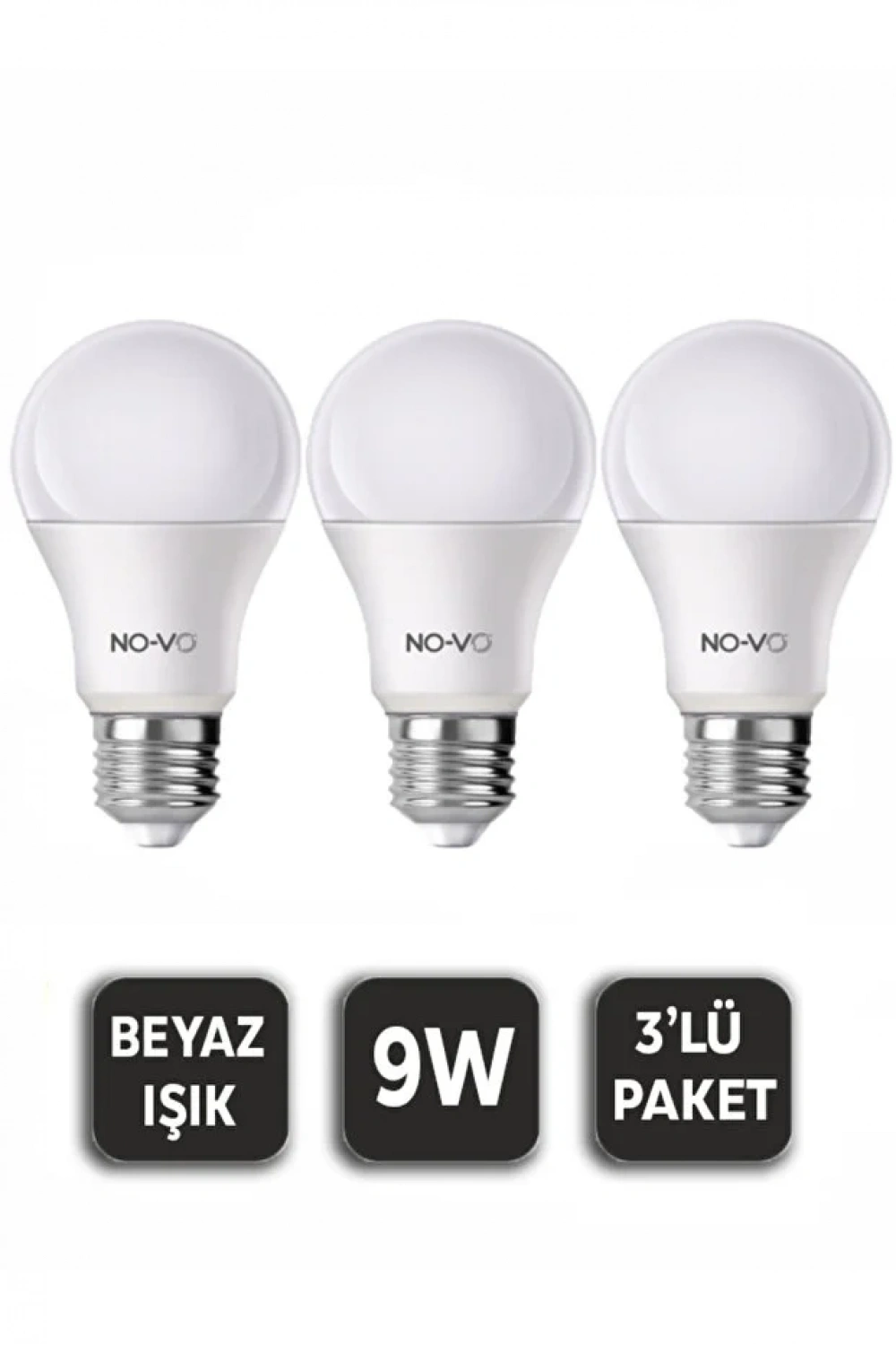 Novo 3’lü Led Ampul 9w Beyaz Işık E27