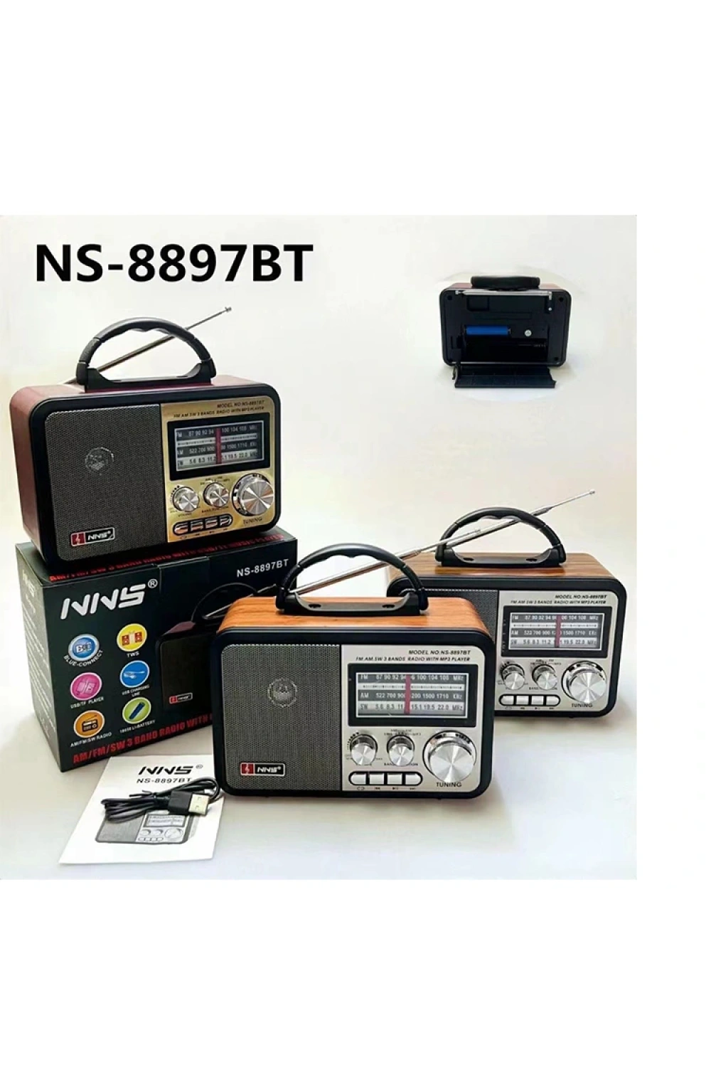 Nns Ns-8897 Orta Boy Retro, Nostaljik, Ahşap Tasarım Radyo