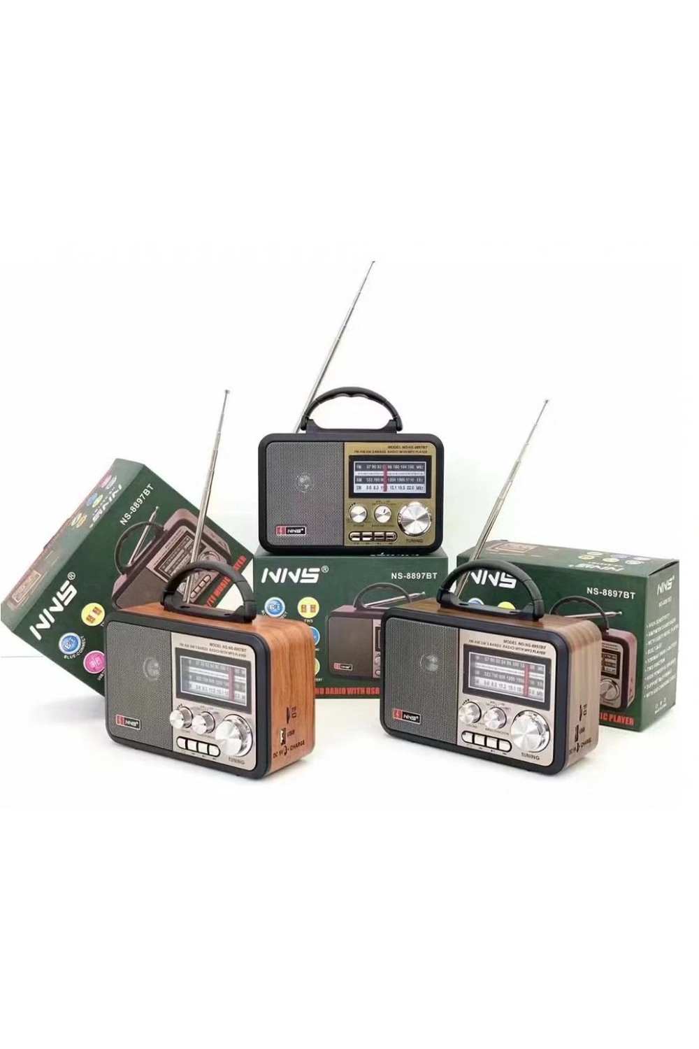 Nns Ns-8897 Orta Boy Retro, Nostaljik, Ahşap Tasarım Radyo