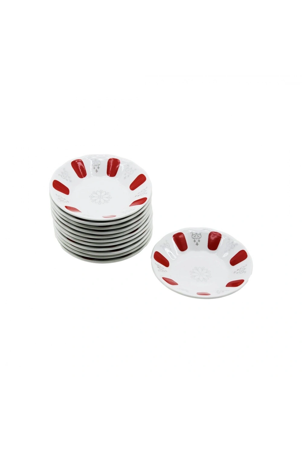 Ödf Özdenfa Df-026 ( Kırmızı & Beyaz ) ( Porselen ) Çay Tabak*12x16