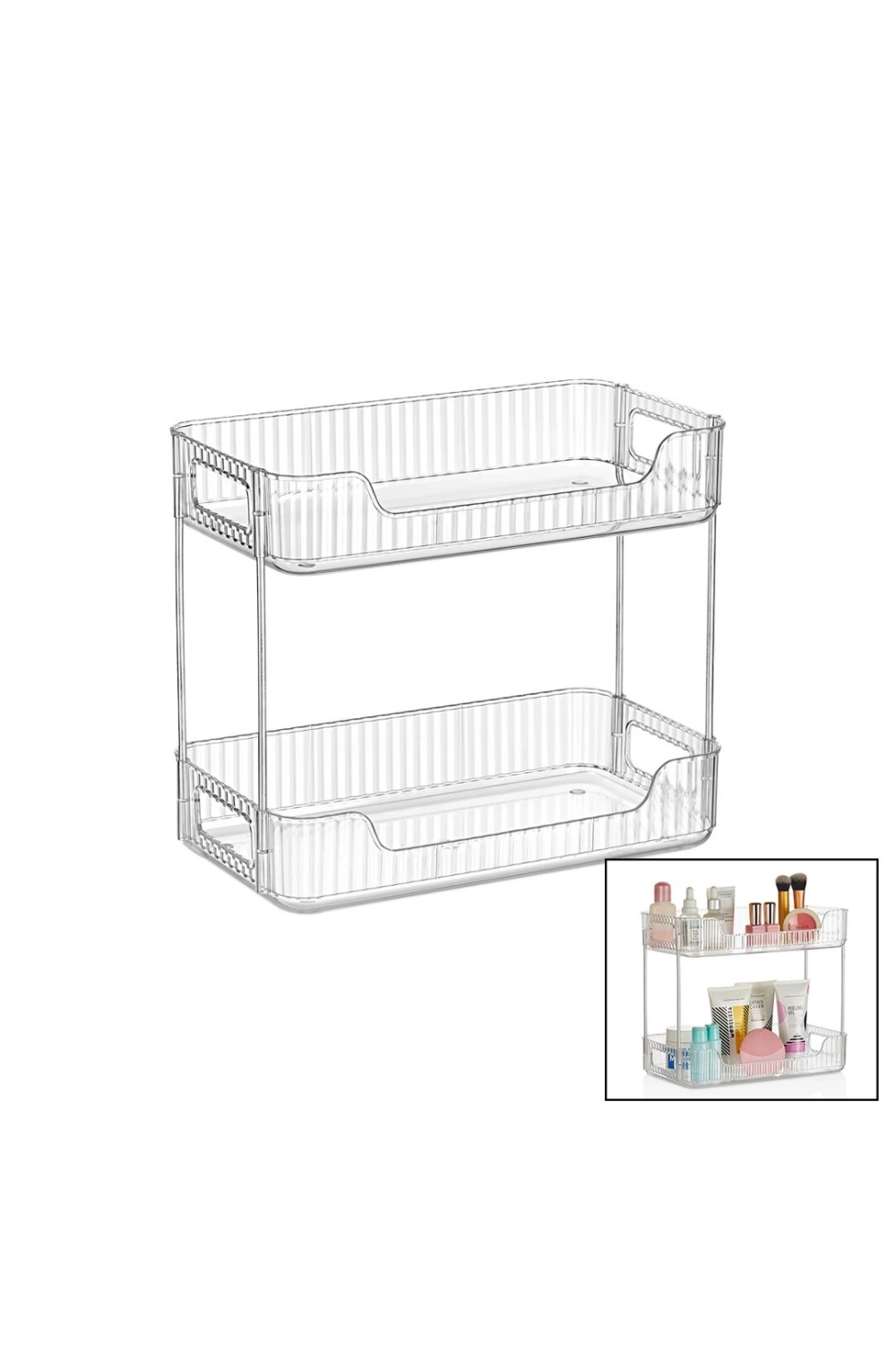Organizers Org-06 Layer ( 2 Katlı ) (şeffaf Mika Kristal Pls.) Çok Amaçlı Organizer ( 30x17cm - D: 3-6cm )*12