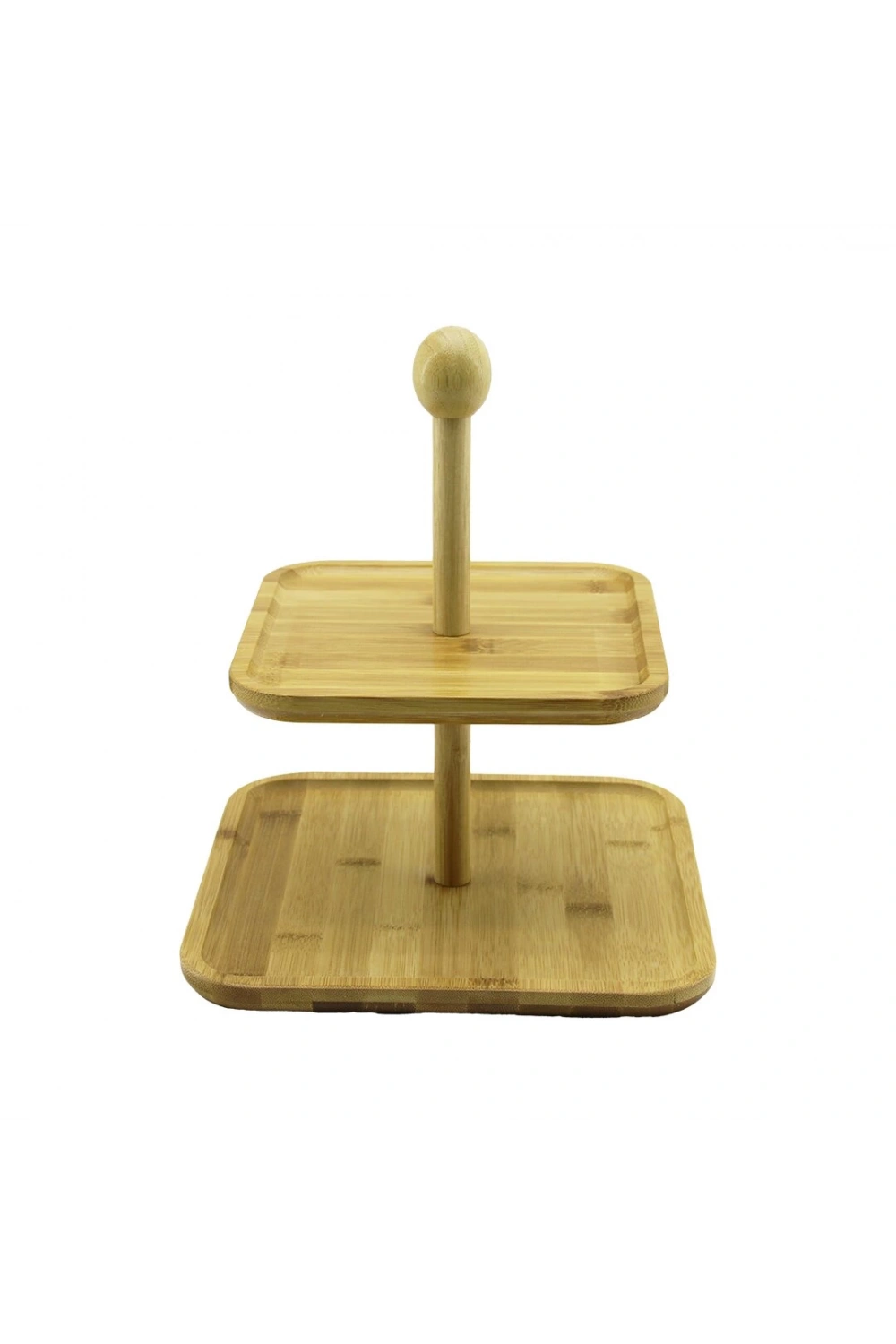 Pablıto Home Pbt-061 ( Kare & 2 Katlı ) Ahşap Bambu Sunumluk ( 19.5x19.5cm -- 24.5x24.5cm )*12