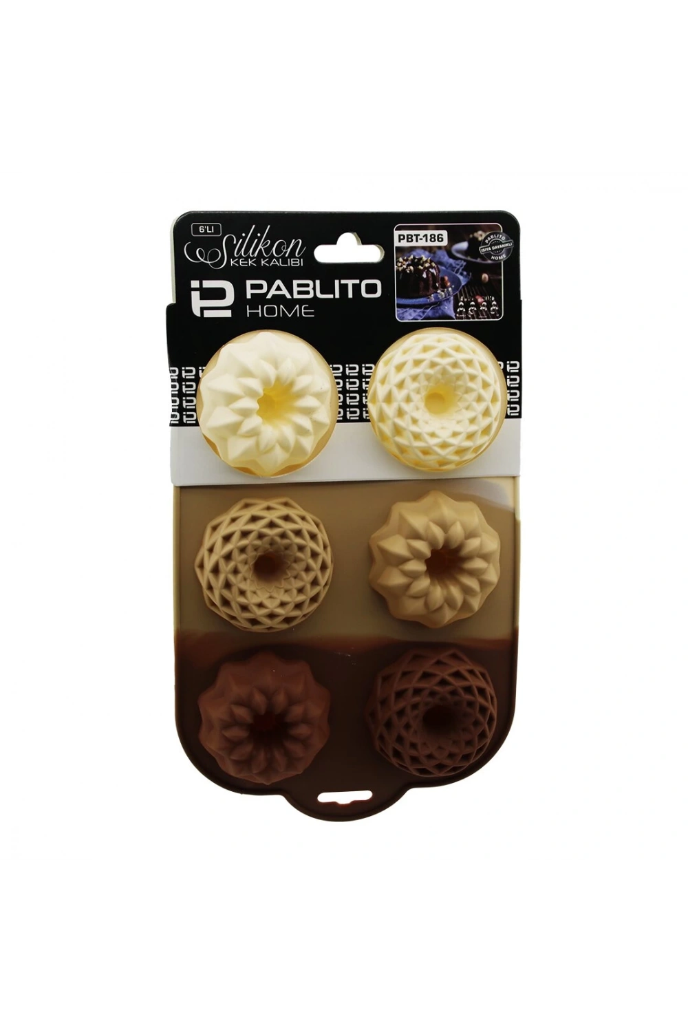Pablıto Home Pbt-186 (klasik Göbekli Kek Şekil) (6lı=mix Model) (mini) (silikon) Muffin Kek Kalıp (askılıklı)*12x20