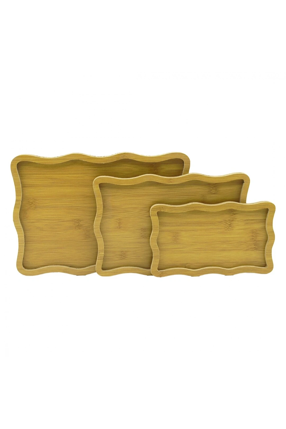 Pablıto Home Pbt-314 ( Dikdörtgen ) ( Dalgalı Kenar) ( 3 Boy ) ( Ahşap Mdf ) Sunum Tepsi Seti ( 13.5 X 23.5 - 19.5 X 29.5 - 23.5 X 33.5cm)*24