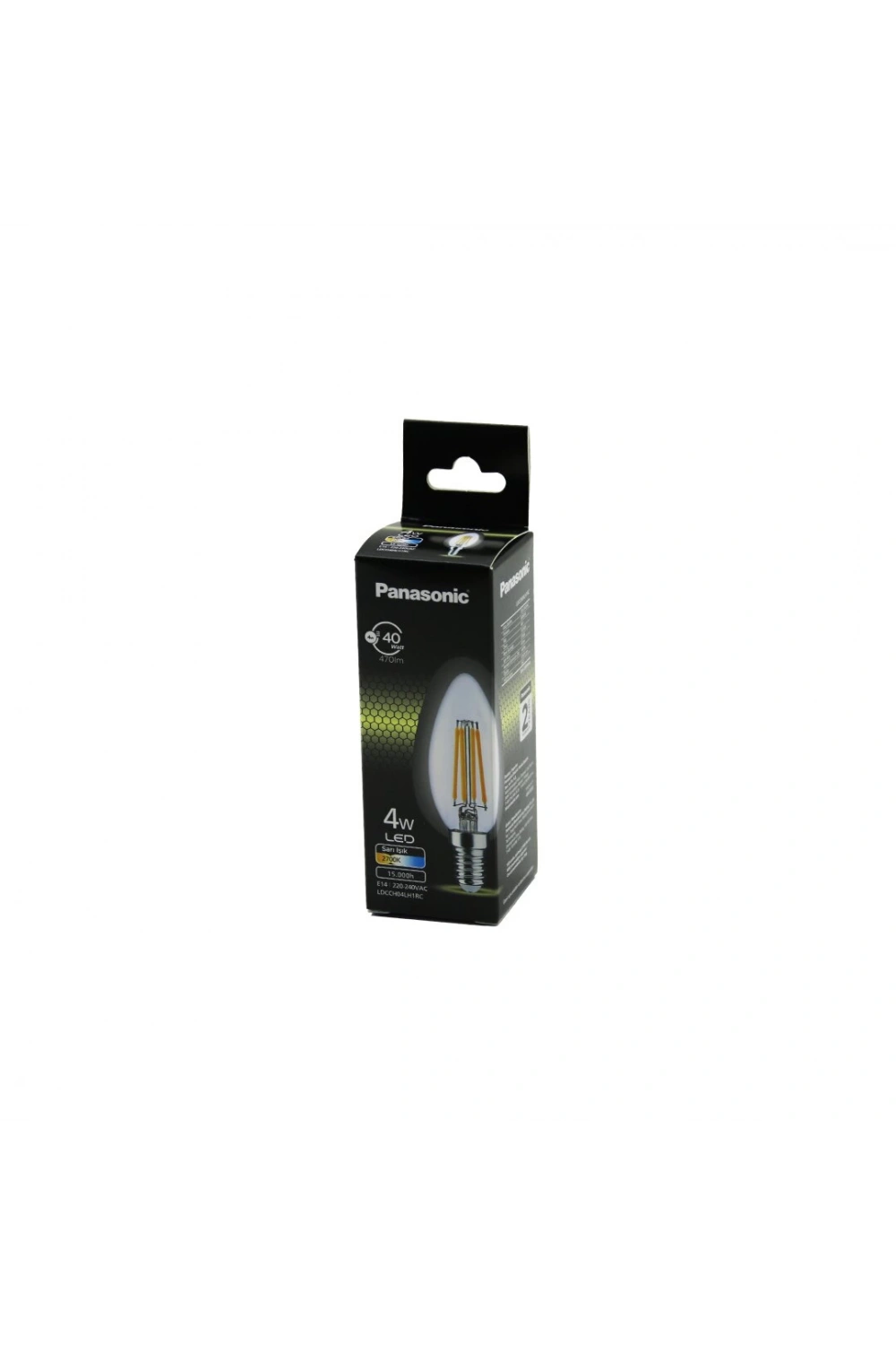 Panasonic ( Sarı ) ( E14 ) ( 4w=40w ) Led Ampul ( Flament & Rustik ) ( Warm White ) ( 2700k ) ( 470lm ) ( 15.000 Saat Ömür )*10x10