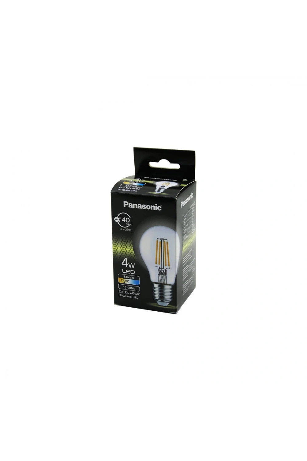 Panasonic ( Sarı ) ( E27 ) ( 4w=40w ) Led Ampul ( Flament & Rustik ) ( Warm White ) ( 2700k ) ( 470lm ) ( 15.000 Saat Ömür )*10x8