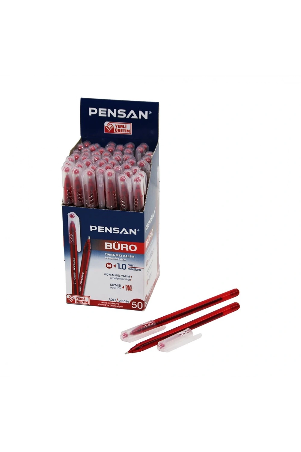 Pensan Büro ( Kırmızı ) Tükenmez Kalem ( M-medium & 1.0mm Uç )*50x40