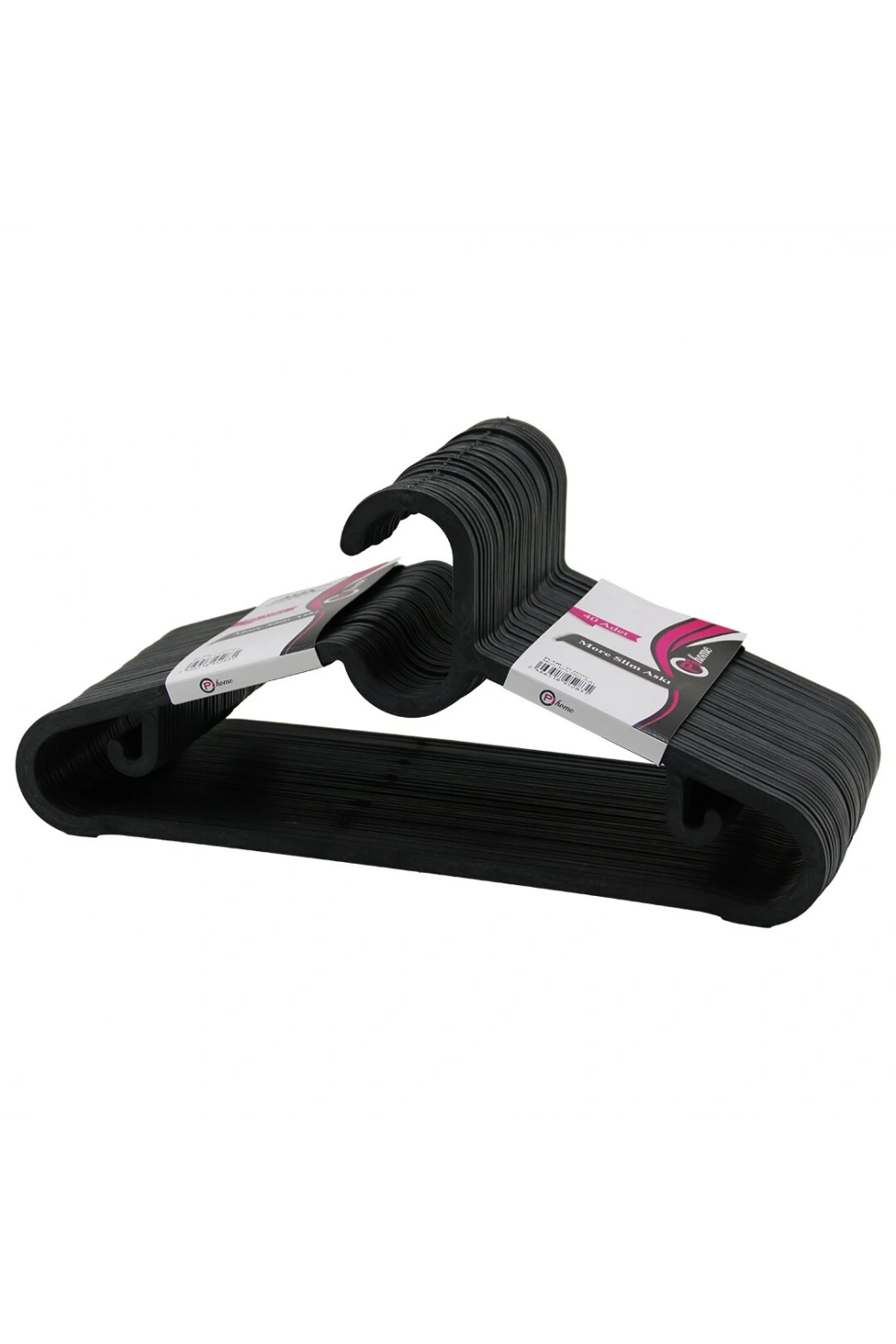 Pihome Pi-540 ( 40pcs ) ( More Slim ) ( Siyah Plastik ) Elbise Askısı*12=k