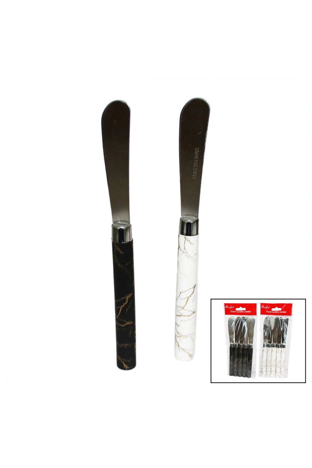 Pinyu-117 ( 5pcs ) Uzun Kahvaltı Bıçak & Mermer Desen Saplı*20x18