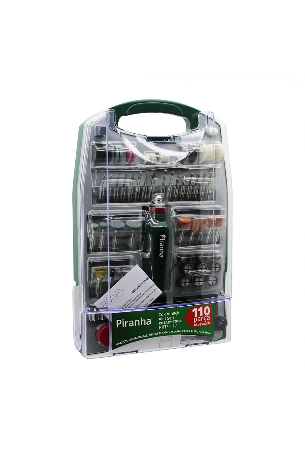 Piranha Prt-9112 (110pcs) (mini Taşlama & Grınder) (çok Amaçlı) Set (elektrikli El Motoru) (dc 12v) ( 16000 Rpm )(parlatma)*10