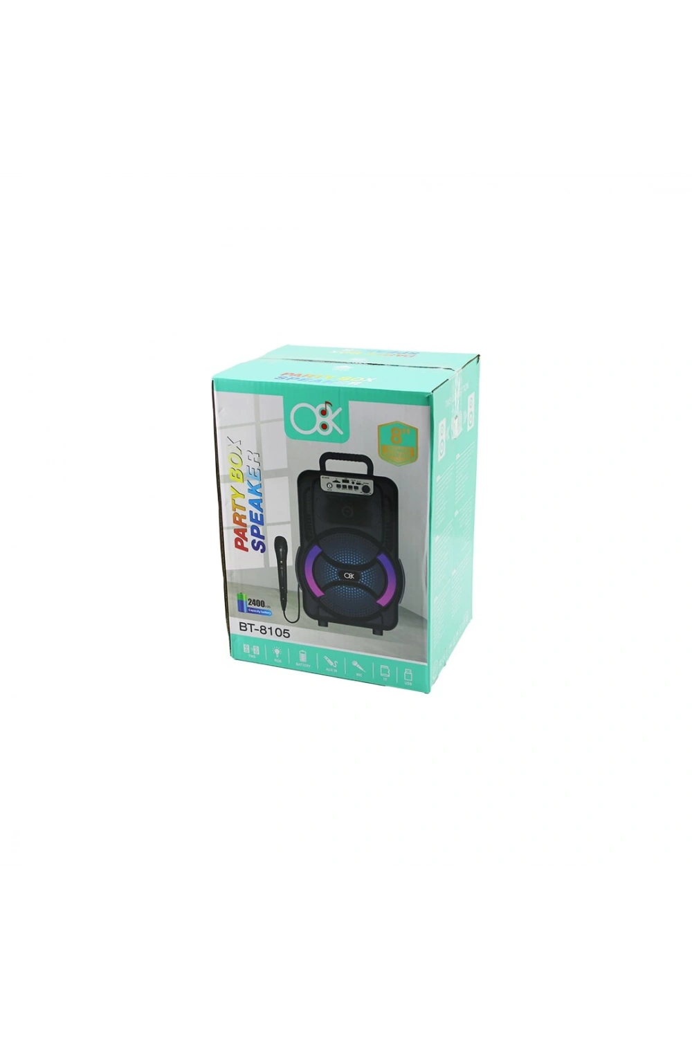Platoon Bt-8105 ( 8 ) Speaker Mikrofonlu Işıklı Hoparlör (2400mah) ( Bluetooth ) ( Usb & Aux & Tf & Bluetooht & Dc 5v )*12