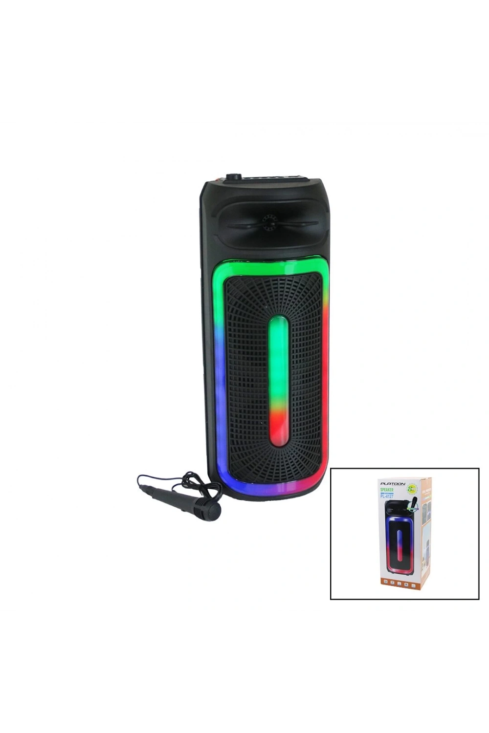 Platoon Pl-4127 Karaoke (mikrofonlu) Wireless Hoparlör & Speaker (ışıklı) (usb Şarjlı) (dc 5v & Tf & Aux) ( 8 Inch )*6