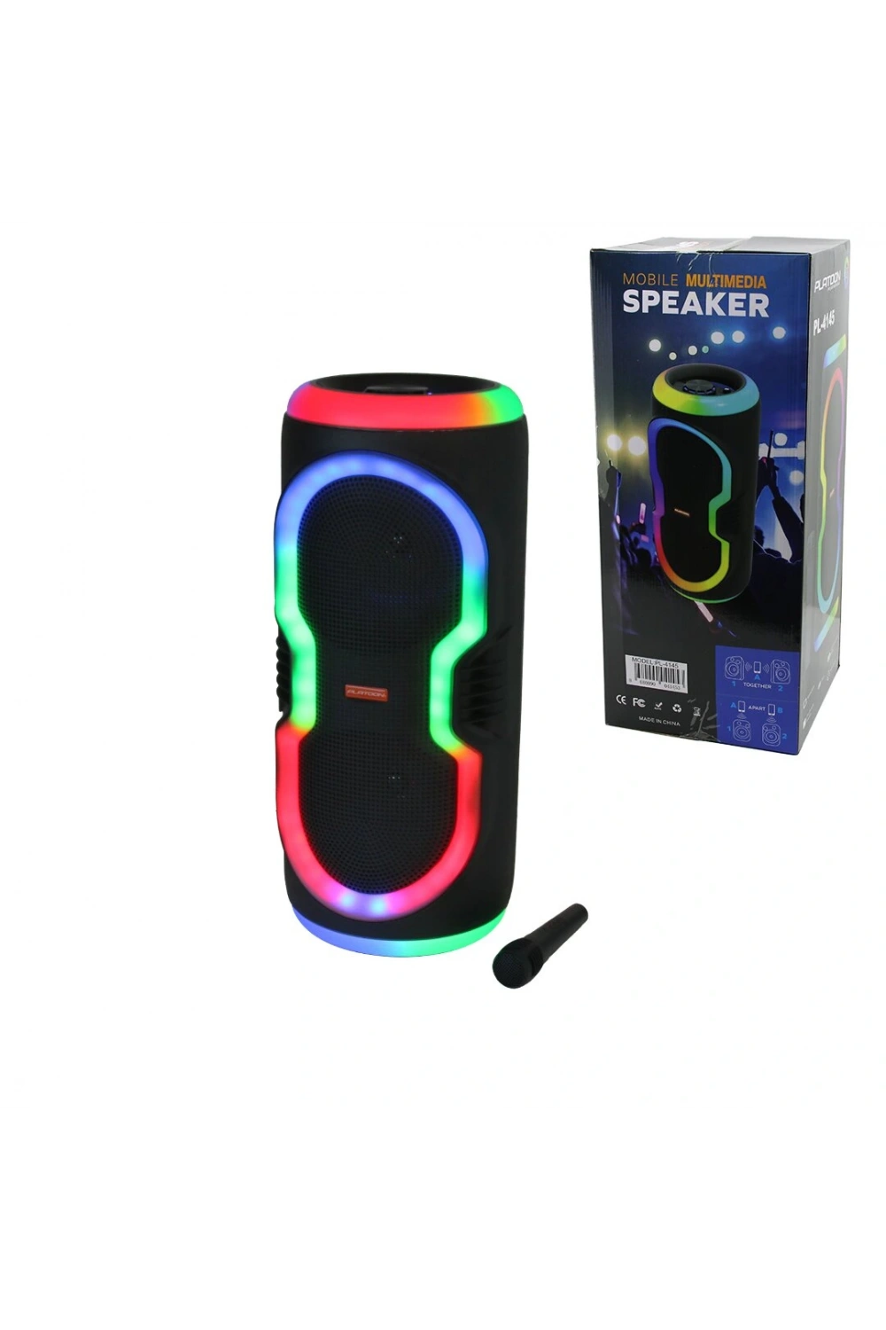 Platoon Pl-4145 Karaoke (mikrofonlu) Wireless Hoparlör & Speaker (ışıklı) (usb Şarjlı) (dc 5v & Tf & Aux) ( 2x8 Inch )*6
