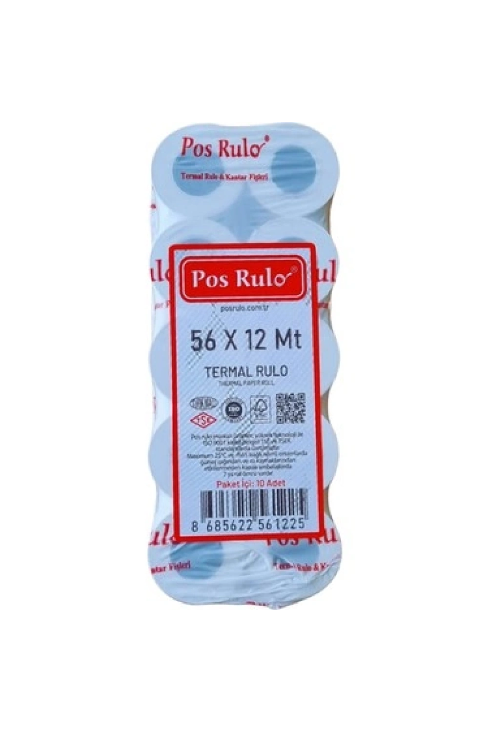 Pos Rulo Termal Yazar Kasa Ve Pos Rulosu 56 Mm X 12 M 10lu 1 Paket