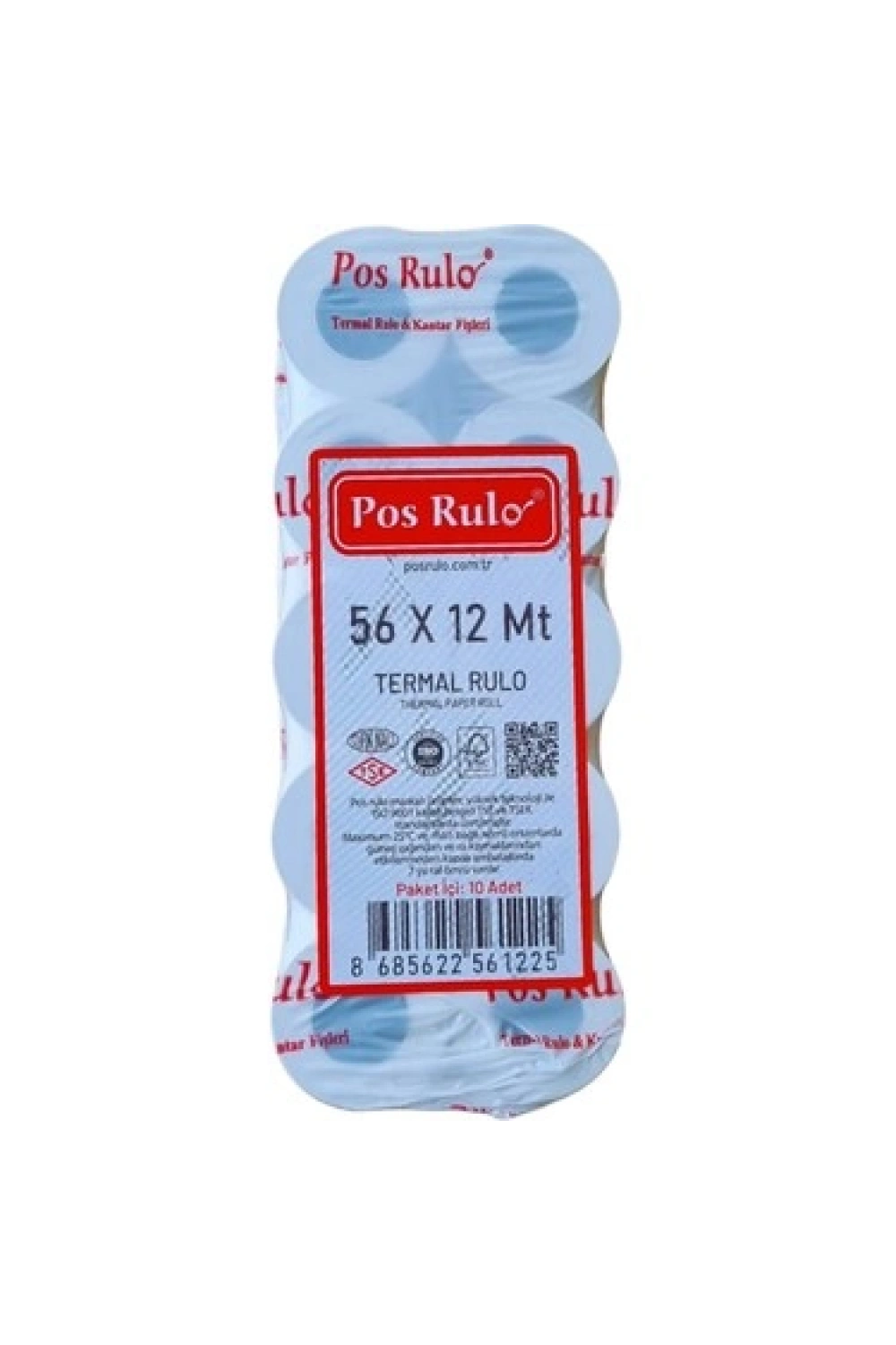 Pos Rulo Termal Yazar Kasa Ve Pos Rulosu 56 Mm X 12 M 10lu 1 Paket