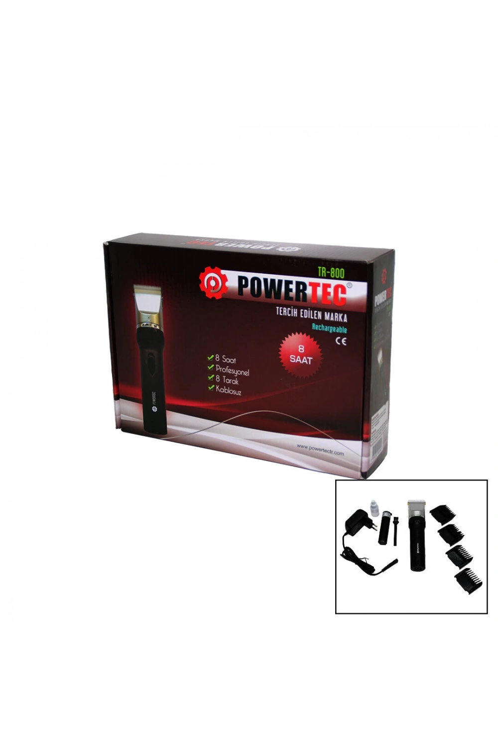 Powertec Tr-800 Saç Sakal Traş Makinesi ( Yedek Bataryalı )*20