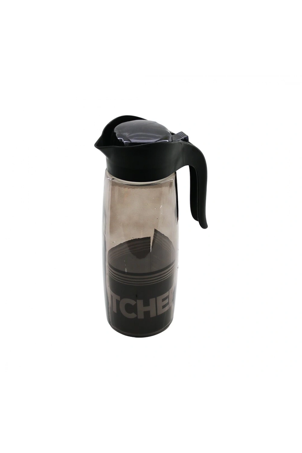 Qlux C-00357 Siyah İnci ( Düz Siyah Şeffaf Cam ) Sürahi ( 1500 Cc ) (aç-kapa Mandallı Plastik Kapak) ( Ʃ=şekil Pls.kulp )*6=k
