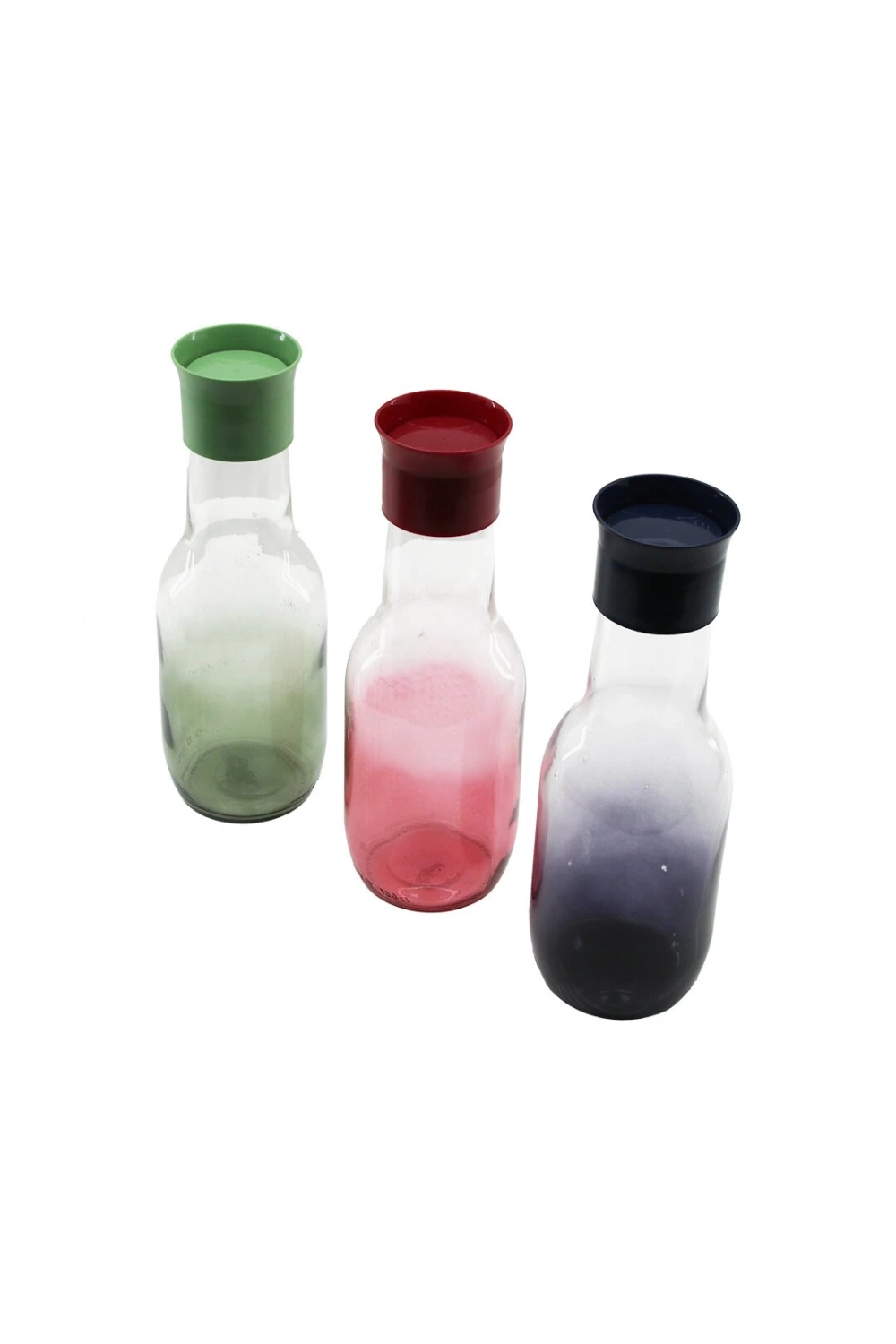 Qlux Glassware S-00132 Hydra (renkli Şeffaf Cam) (1000cc) Sürahi (tombul Göbek & Dar Ağız) (cam=renkli Pls Kapak & Kulpsuz)*6=k