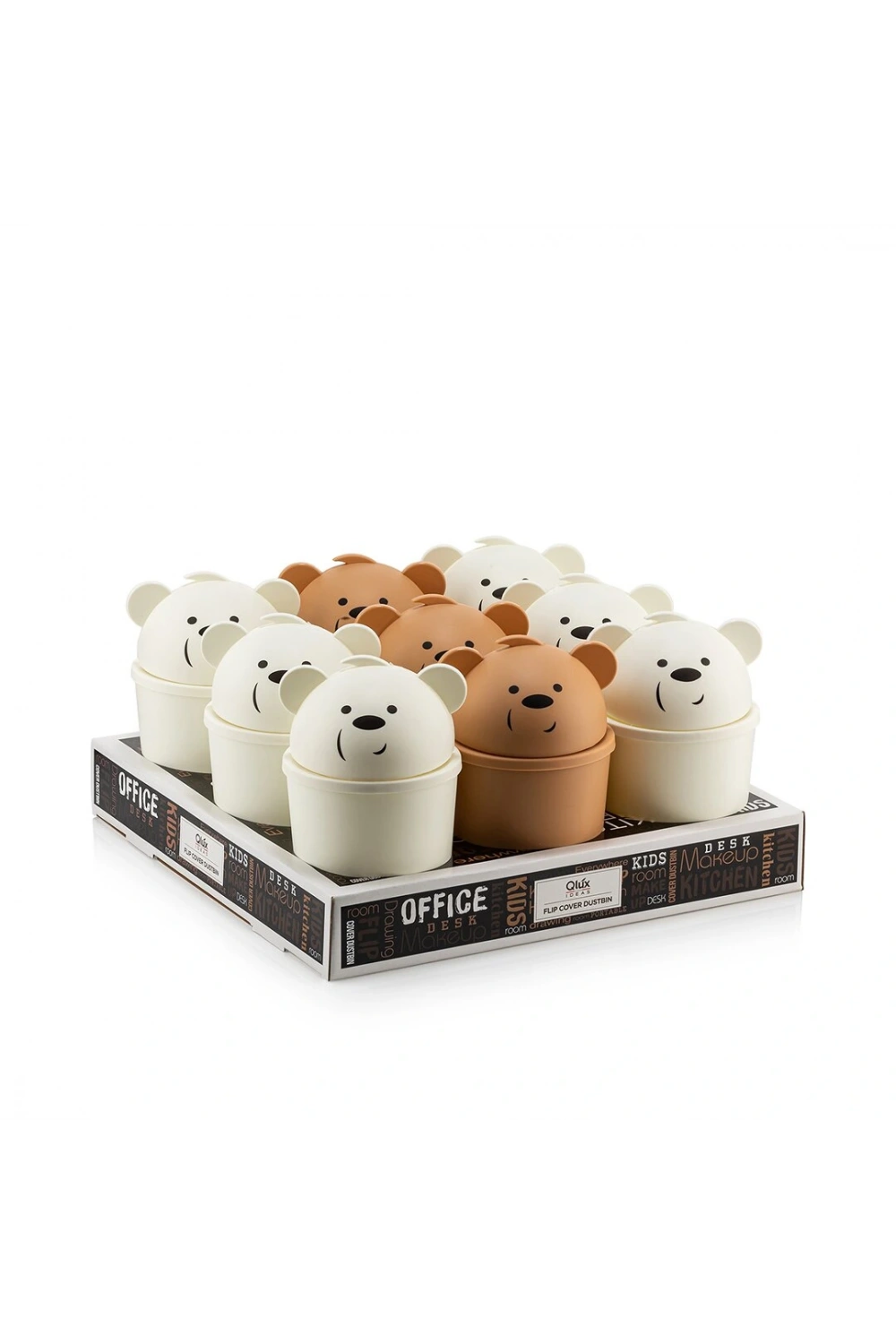 Qlux L-00586 Hippo ( Mini ) ( Ayıcık Modeli ) Masa Üstü Çöp Kovası ( Ofis & Çocuk Odası & Makyaj Vb.)*18=k