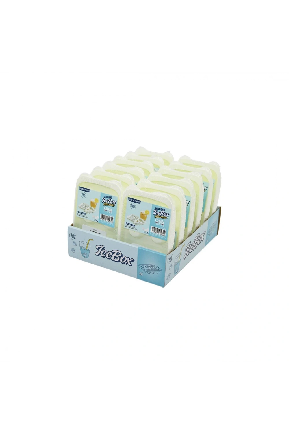 Qlux L-00932 ( Dıamond Piramit Şekil ) ( 6lı ) Buzluk ( Kapaklı ) ( Plastik )*24=k