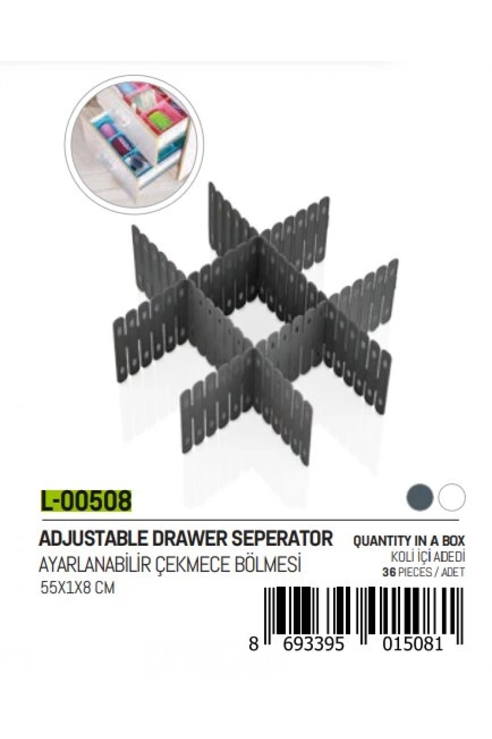 Qlux L-508 3pcs Ayarlanabilir Çekmece Bölmesi*36