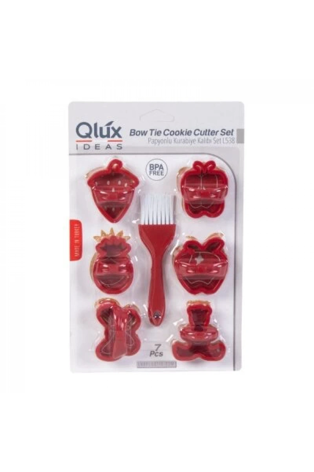 Qlux L-538 Papyonlu Kurabiye Kalıbı Fırçalı Set*36