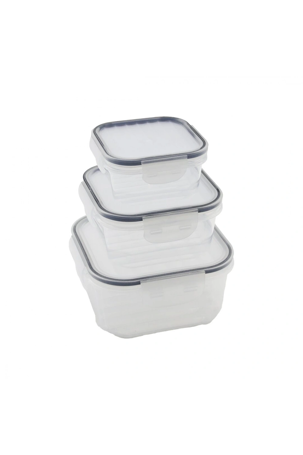 Quick Qlux L-00860-2 (3pcs= 400-800-1400ml) Sızdırmaz Saklama Kabı Set (şeffaf Pls.kap) (kilitli & Contalı & Buğulu Pls.kapak)*18=k