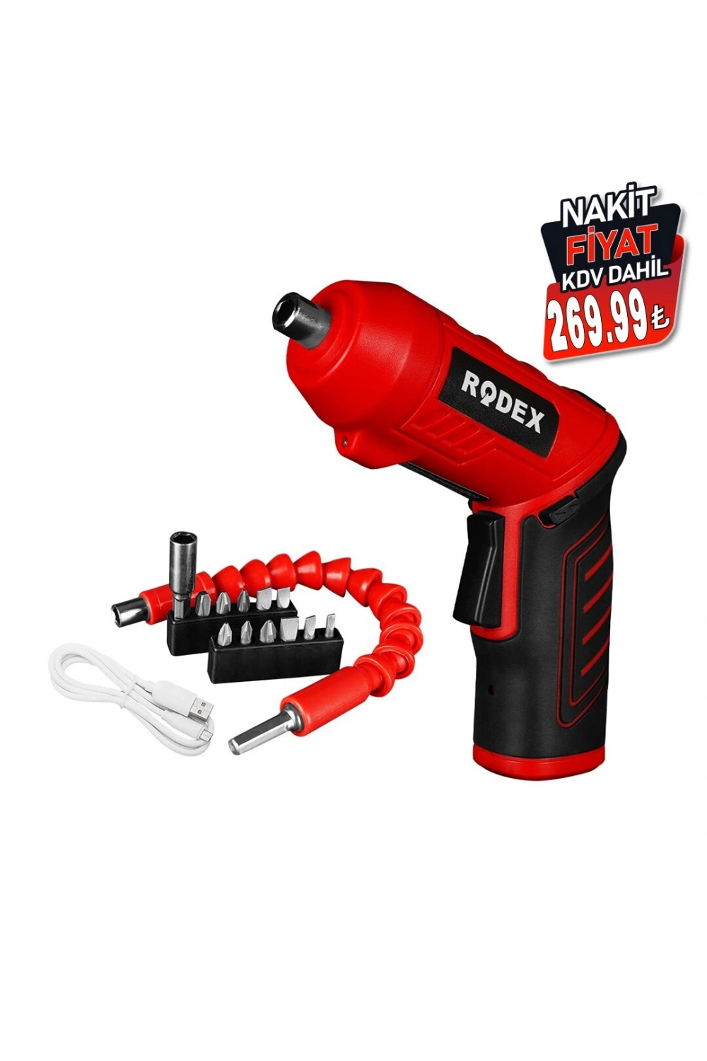 Rodex Rdx-3085 ( 2ın1 Kullanım=düz & Tabanca) (şarjlı) Tornavida (11pcs Uç) (ulaşılması Zor Alanlar Aparatı)*20