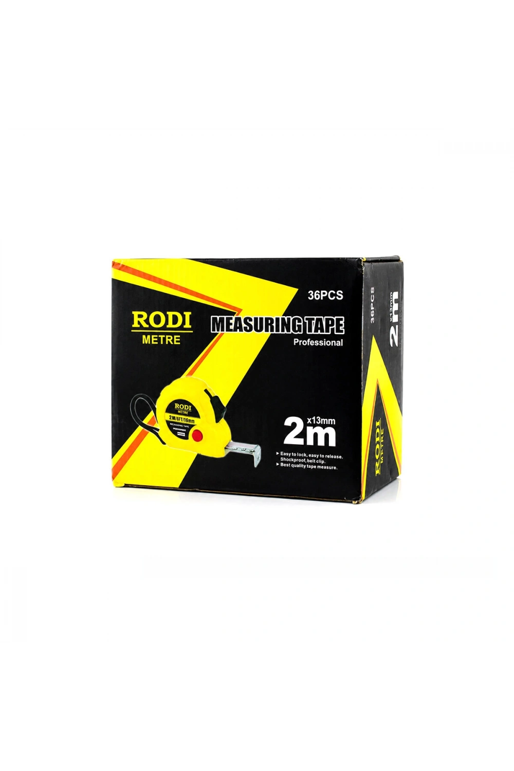 Rodı Measurıng Tape ( 2mt X 13mm ) Şerit Metre ( Stoplu ) ( Otomatik Kilit = Bas Durdur & Çek Sarsın )*36x4