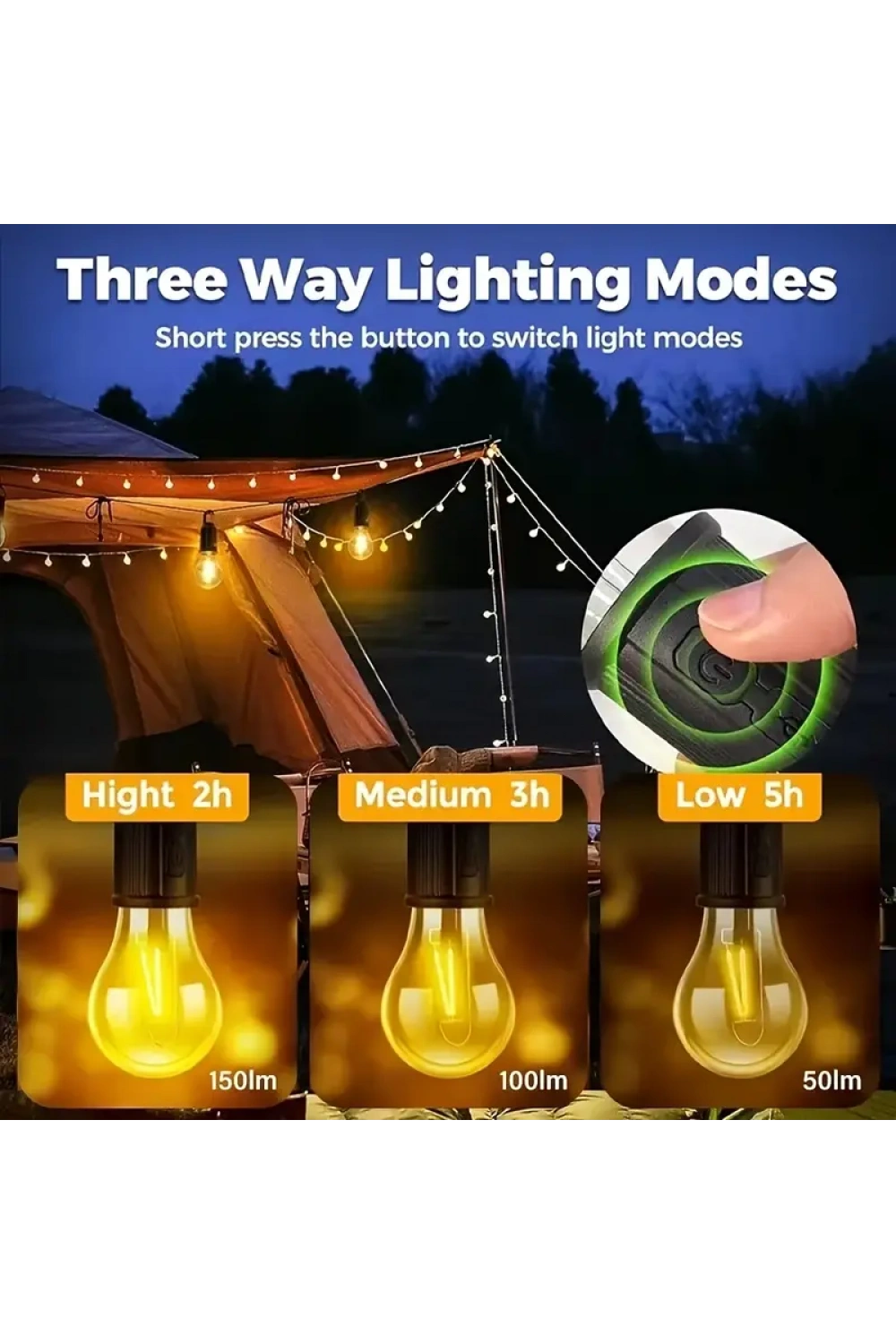 Rustik Taşınabilir Şarjlı Tasarruflu Ampul 10w Led Lamba Type-c Şarj Askılı Asma Aydınlatma