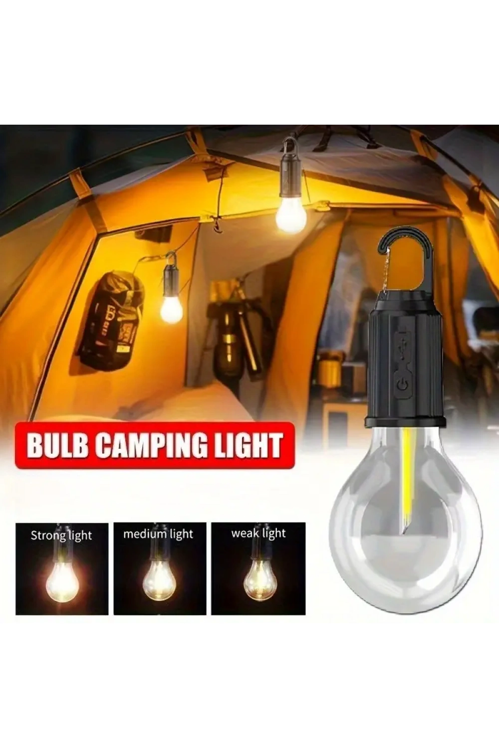 Rustik Taşınabilir Şarjlı Tasarruflu Ampul 10w Led Lamba Type-c Şarj Askılı Asma Aydınlatma