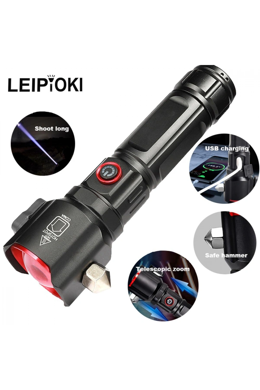 Şarjlı El Feneri Yüksek Güçlü Led Işık Usb İle Şarj Escape Rescue