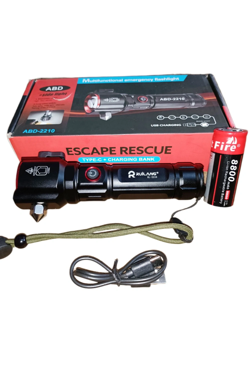 Şarjlı El Feneri Yüksek Güçlü Led Işık Usb İle Şarj Escape Rescue