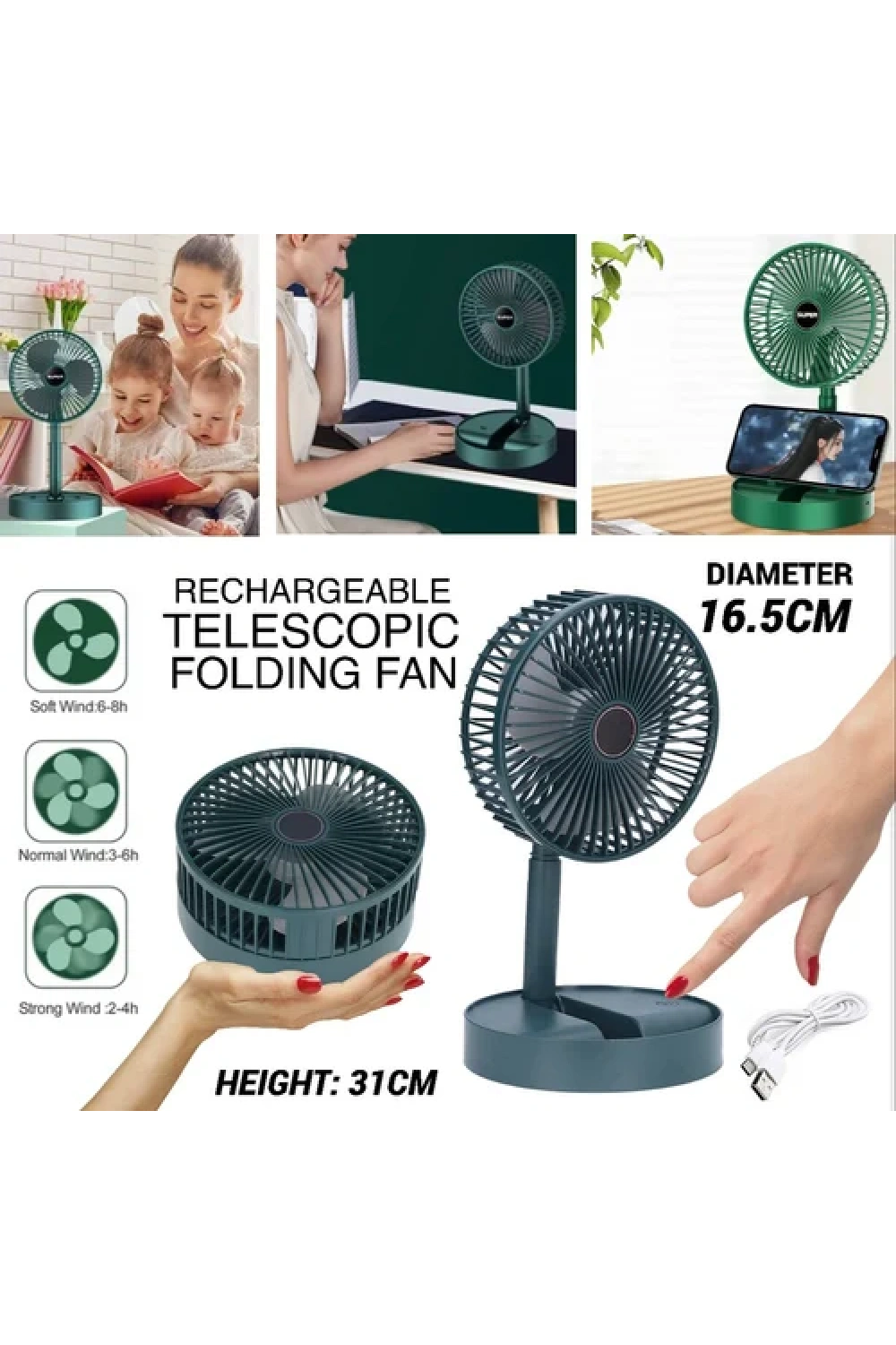 Şarjlı Masaüstü Fan Usb Şarjlı Mini Fan