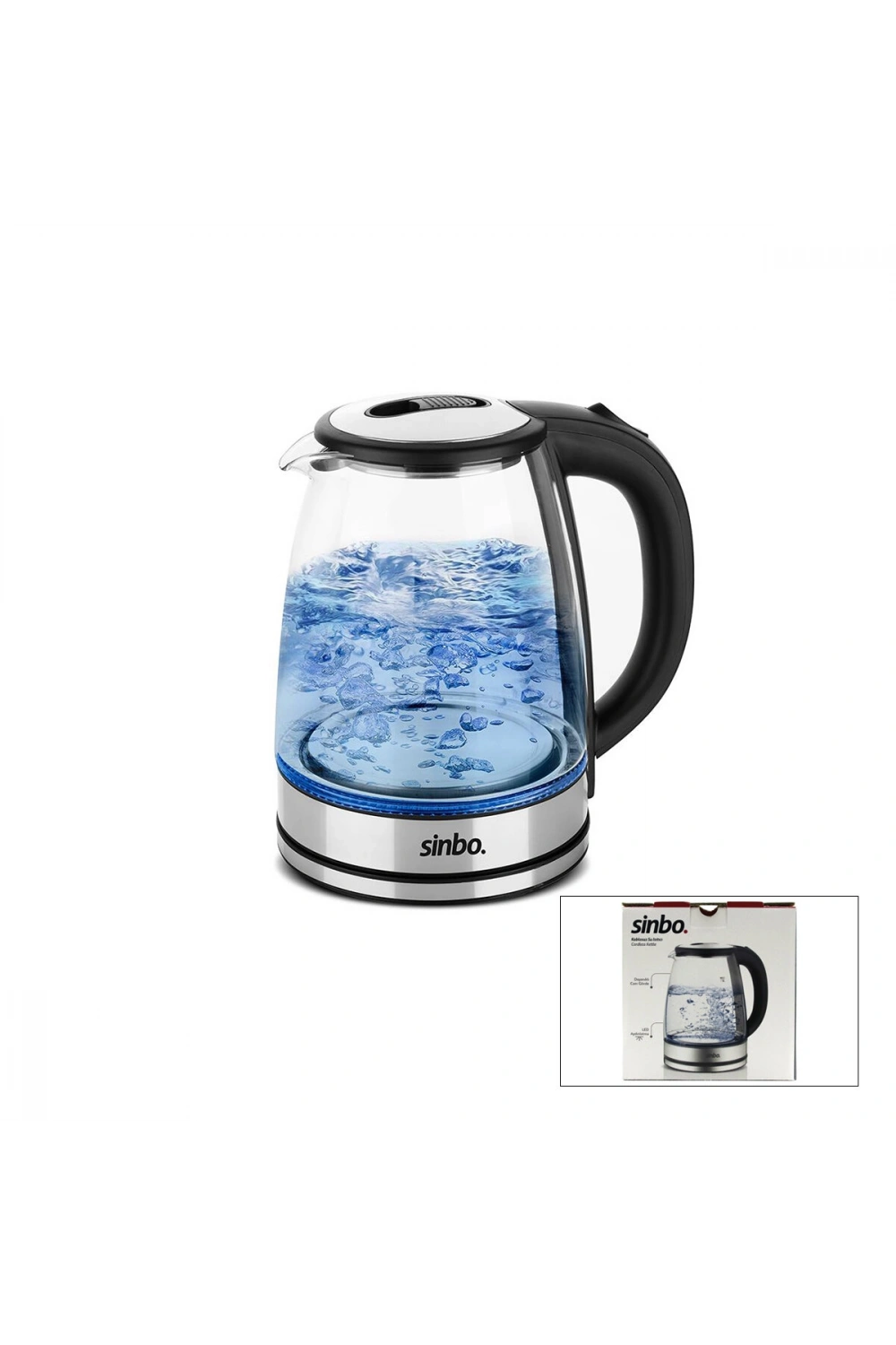 Sinbo Sk-8033 ( Cam & Ledli ) Kettle ( 1.8lt ) ( Gizli Rezistans & Kablosuz ) (360° Gövde ) 1500w*4